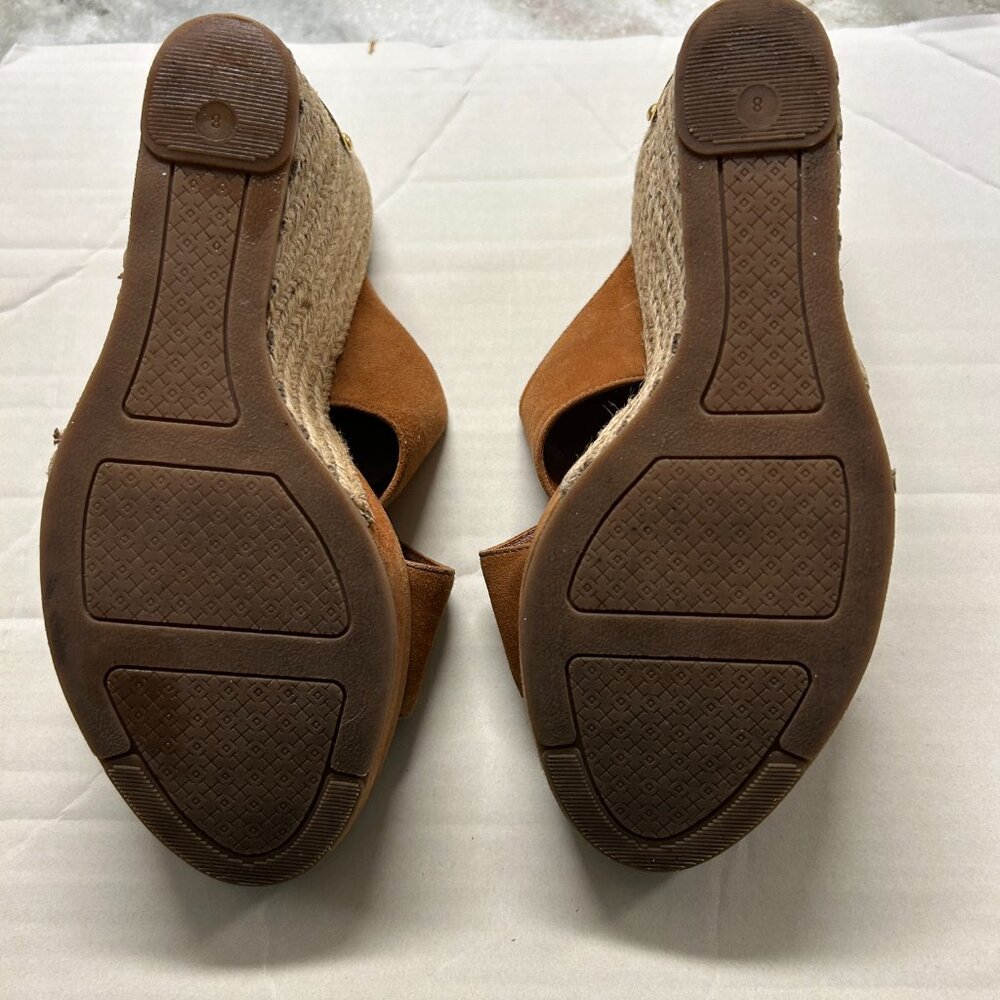 Tory Burch Tan Wedge Soft Suede Sandal Size 8 - Picture 4 of 7